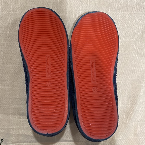 New Foamthreads Navy corduroy slippers  red rubber sole for little boys Sz 13 - Picture 10 of 16